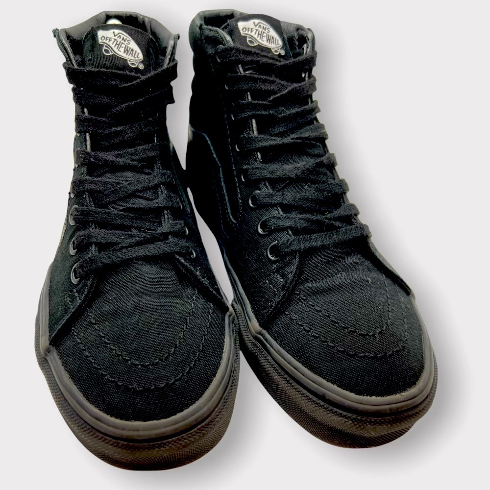 Unisex Vans canvas all black mid tops